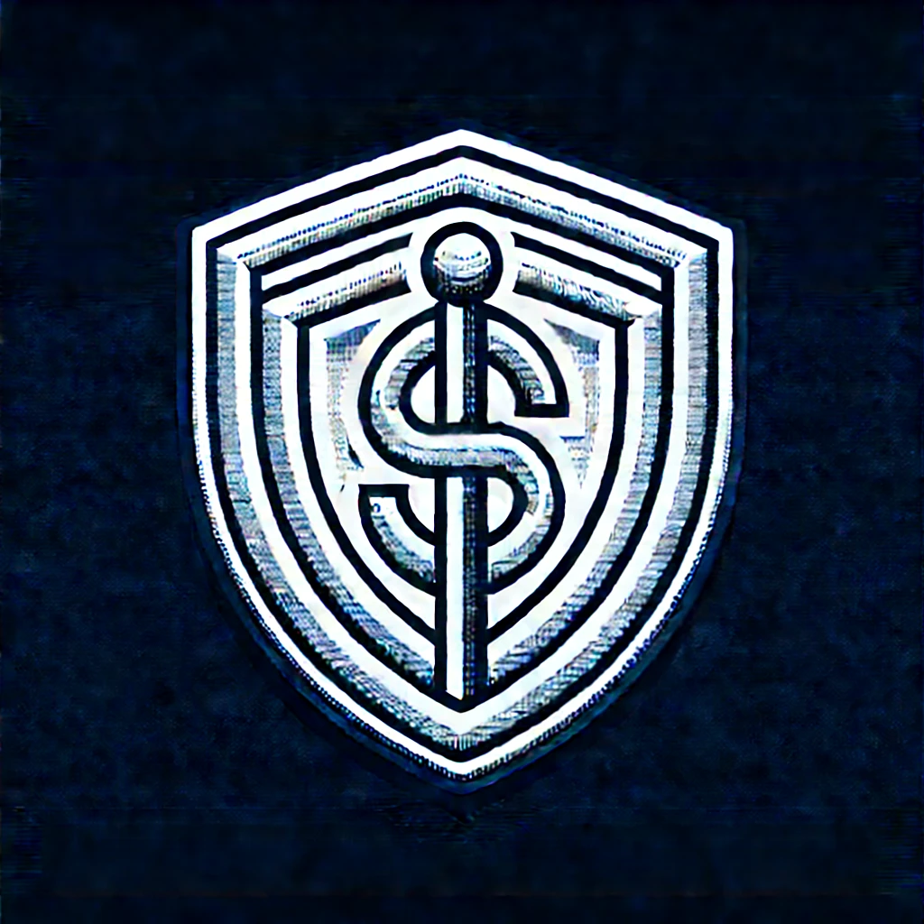 White and blue shield-shaped embroidered emblem