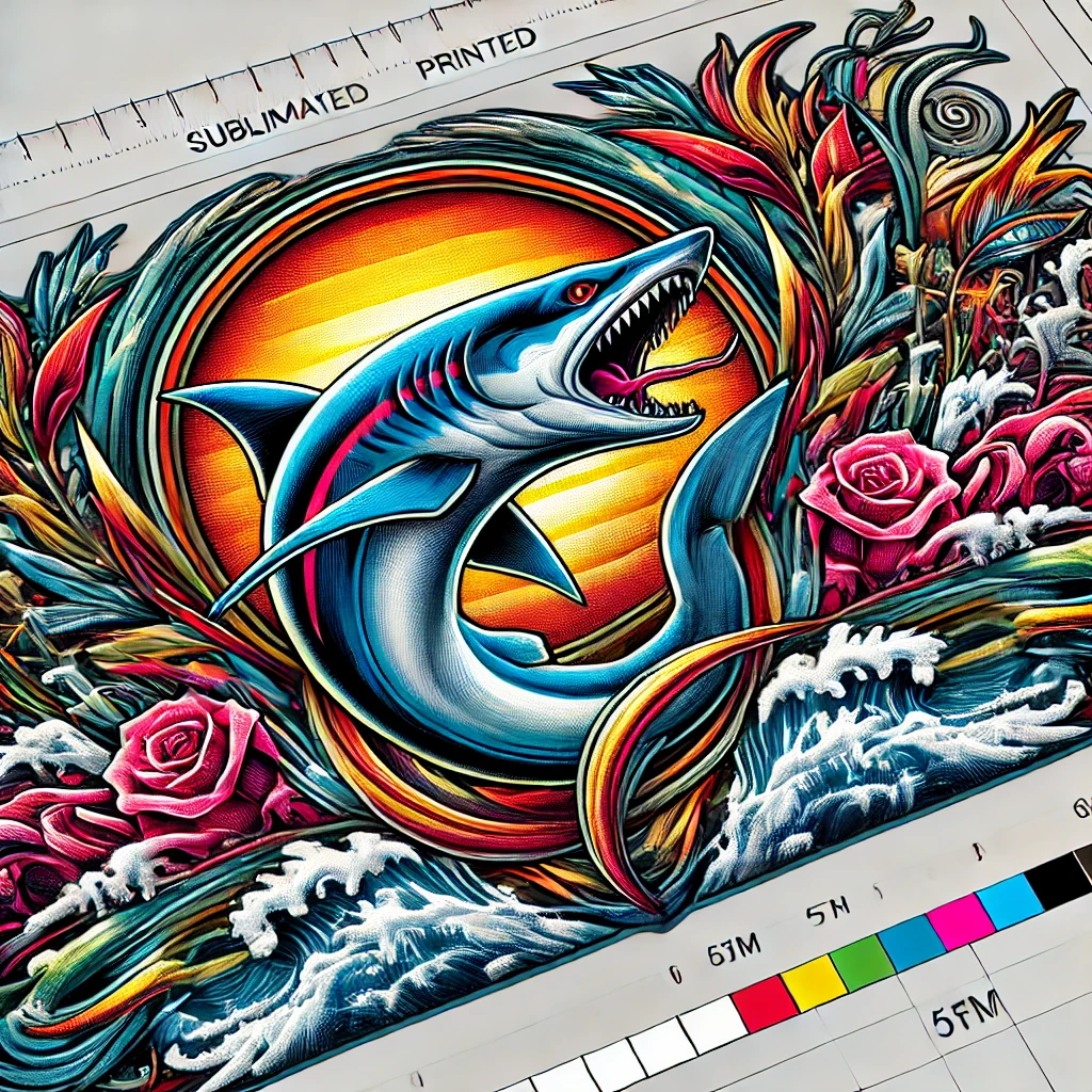 Colorful printed artwork with a bird and flowers
