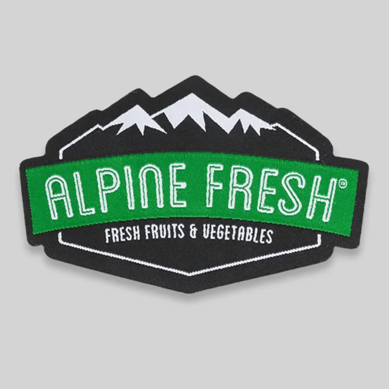 Custom woven Alpine Fresh patch with a mountain design